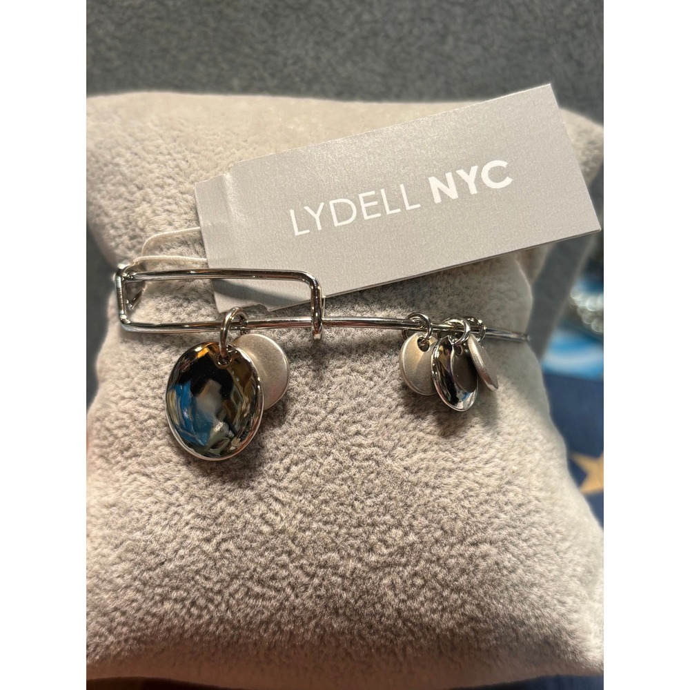 #78. Silver-tone Charm Safety Pin Design Bracelet